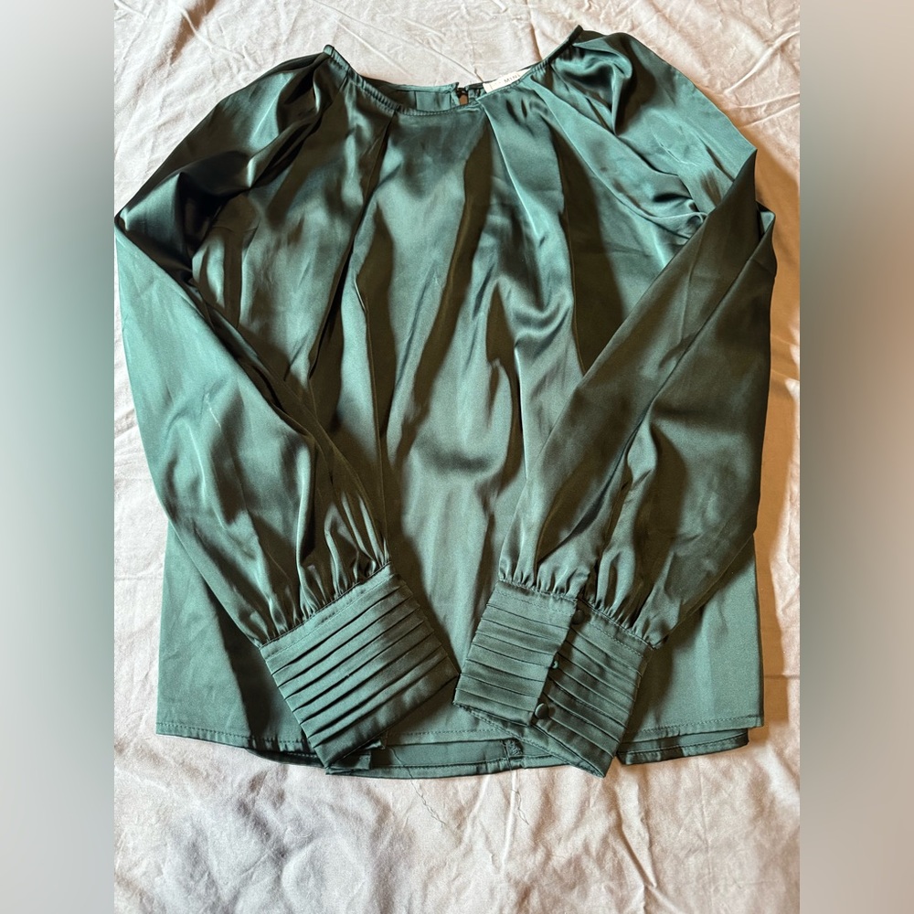 Mine Hunter Green Satin Top